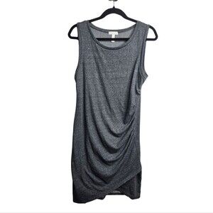 Leith Nordstrom Ruched Asymmetrical Sleeveless Dress Gray Size Large Minimalist